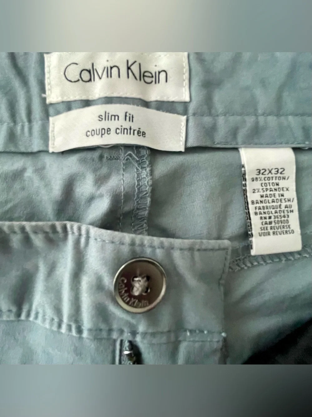 Calvin Klein Men’s Slim Fit Stretch Chino Pants - Grey 32L x 32W